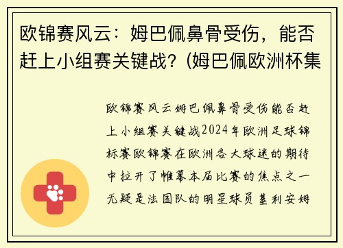 欧锦赛风云：姆巴佩鼻骨受伤，能否赶上小组赛关键战？(姆巴佩欧洲杯集锦)